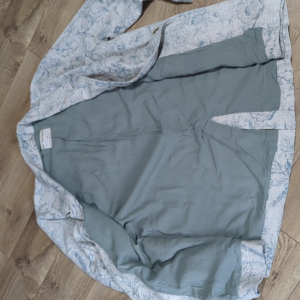We The Free Beckett Linen Blend Floral Oversized Blazer Jacket in Sage Size XL - Picture 10 of 14